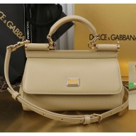 Dolce & Gabbana Small Sicily handbag in Dauphine calfskin beige 2025