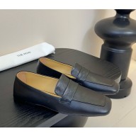 The Row Square Loafer in Leather Black 2025
