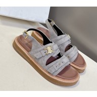 CELINE TIPPI TRIOMPHE SANDAL IN SUEDE CALFSKIN LIGHT GREY 2025