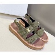 CELINE TIPPI TRIOMPHE SANDAL IN SUEDE CALFSKIN LIGHT KHAKI 2025