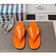 Prada flat Flip flops leather slide orange 2025