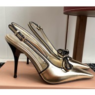 Miu Miu leather slingback pumps gold heel 9cm / 5.5cm 2025