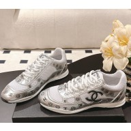 Chanel women/men sneaker calfskin & mesh silver / white 2025