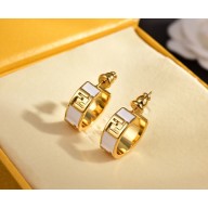 Fendi Forever earrings Gold-coloured and white metal earrings white 03 2025