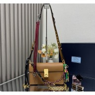 Prada Soft Sound small leather shoulder bag with charms 1BD379 Caramel 2025