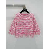 Chanel Cotton & Mixed Fibers Pink & Ecru Pullover P77005 2024SS