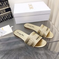 dior Gold-Tone Cotton Embroidered with Metallic Thread and Strass dway slides 2022
