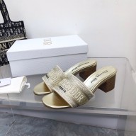 dior Gold-Tone Cotton Embroidered with Metallic Thread and Strass dway heeled slides 2022