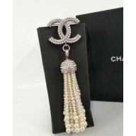 Chanel Logo Pearl Tassel Brooch 2018