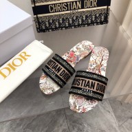 dior White Multicolor Embroidered Cotton with Dior Jardin d'Hiver Motif dway slides 2022