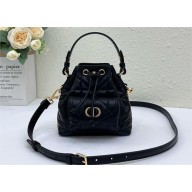 Dior mini Caro Bucket Bag in Black Macrocannage Calfskin 2025