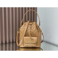 Dior small Caro Bucket Bag in Beige Macrocannage Calfskin 2025