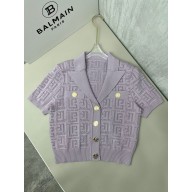 BALMAIN CROPPED CARDIGAN purple 2023