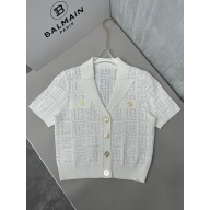 BALMAIN CROPPED CARDIGAN white 2023