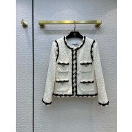 CHANEL white tweed jacket with black border 2023