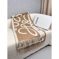 LOEWE Scarf in wool and cashmere CAMEL/WHITE 2024