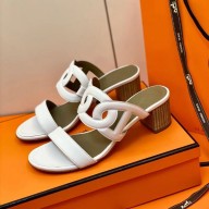 hermes heel 4cm calfskin Bikini sandal white