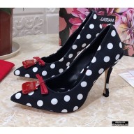 Dolce & Gabbana Heel 10.5cm Leather Dot Print Sicily Pumps Black 2021