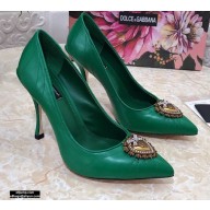 Dolce & Gabbana Heel 10.5cm Quilted Leather Devotion Pumps Green 2021