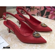 Dolce & Gabbana Heel 6.5cm Quilted Leather Devotion Slingbacks Red 2021