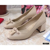 Dolce & Gabbana Block Heel 6.5cm Leather Sicily Pumps Beige 2021Dolce & Gabbana Block Heel 6.5cm Leather Sicily Pumps Beige 2021