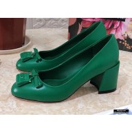 Dolce & Gabbana Block Heel 6.5cm Leather Sicily Pumps Green 2021