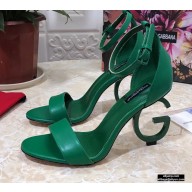 Dolce & Gabbana Heel 10.5cm Leather Sandals Green with D&G Heel 2021