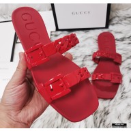 Gucci Rubber Chain Slide Sandals 624731 Red