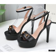 Gucci Heel 13cm Platform 4cm Sandals with Horsebit Black