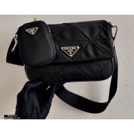 Prada System Padded Nylon Patchwork Shoulder Bag 1BD292 Black 2021
