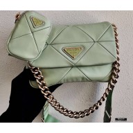 Prada System Nappa Leather Patchwork Shoulder Bag 1BD292 Light Green 2021