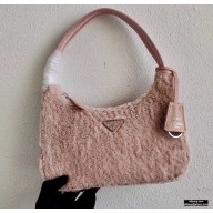 Prada Shearling Re-Edition 2000 Nylon Mini Hobo Bag 1NE515 Nude Pink 2021