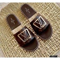 Louis Vuitton Monogram LV Square Espadrilles Slipper Sandals Coffee 2021