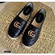 Gucci Sequins GG Matelassé Espadrilles Black 2021