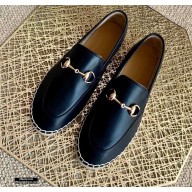 Gucci Leather Horsebit Espadrilles Black 2021