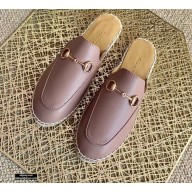 Gucci Leather Horsebit Espadrilles Slippers Dusty Pink 2021