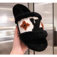 Louis Vuitton Paseo Flat Comfort Mules Shearling Black 2021