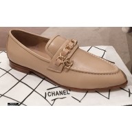 Chanel CC Logo and Chain Loafers Beige 2021