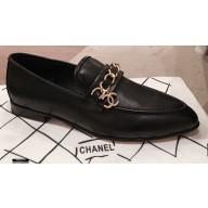 Chanel CC Logo and Chain Loafers Black 2021