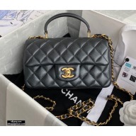 Chanel Small Classic Flap Bag with Top Handle AS2431 Dark Gray 2021