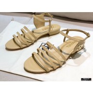 Chanel Lambskin CC Logo Sandals G36958 Beige 2021