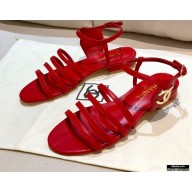 Chanel Lambskin CC Logo Sandals G36958 Red 2021