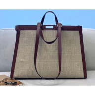 Fendi Medium Peekaboo X-Tote Shopper Bag FF Embroidered Canvas Burgundy 2021