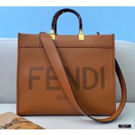 Fendi Leather Sunshine Medium Shopper Tote Bag Brown 2021