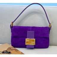 Fendi Vintage Suede Baguette Shoulder Bag Purple 2021