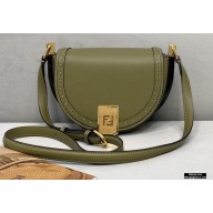 Fendi Leather Moonlight Shoulder Bag Dark Green 2021