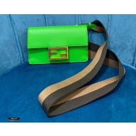 Fendi Flat Baguette Mini Bag Green with Detachable Shoulder Strap 2021
