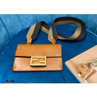 Fendi Flat Baguette Mini Bag Brown with Detachable Shoulder Strap 2021