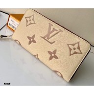 Louis Vuitton Monogram Empreinte Leather Zippy Wallet M80116 Cream/Bois de Rose Pink 2021