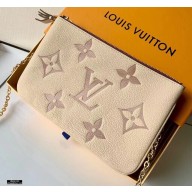 Louis Vuitton Monogram Empreinte Leather Double Zip Pochette Bag M80084 Cream/Bois de Rose Pink 2021
